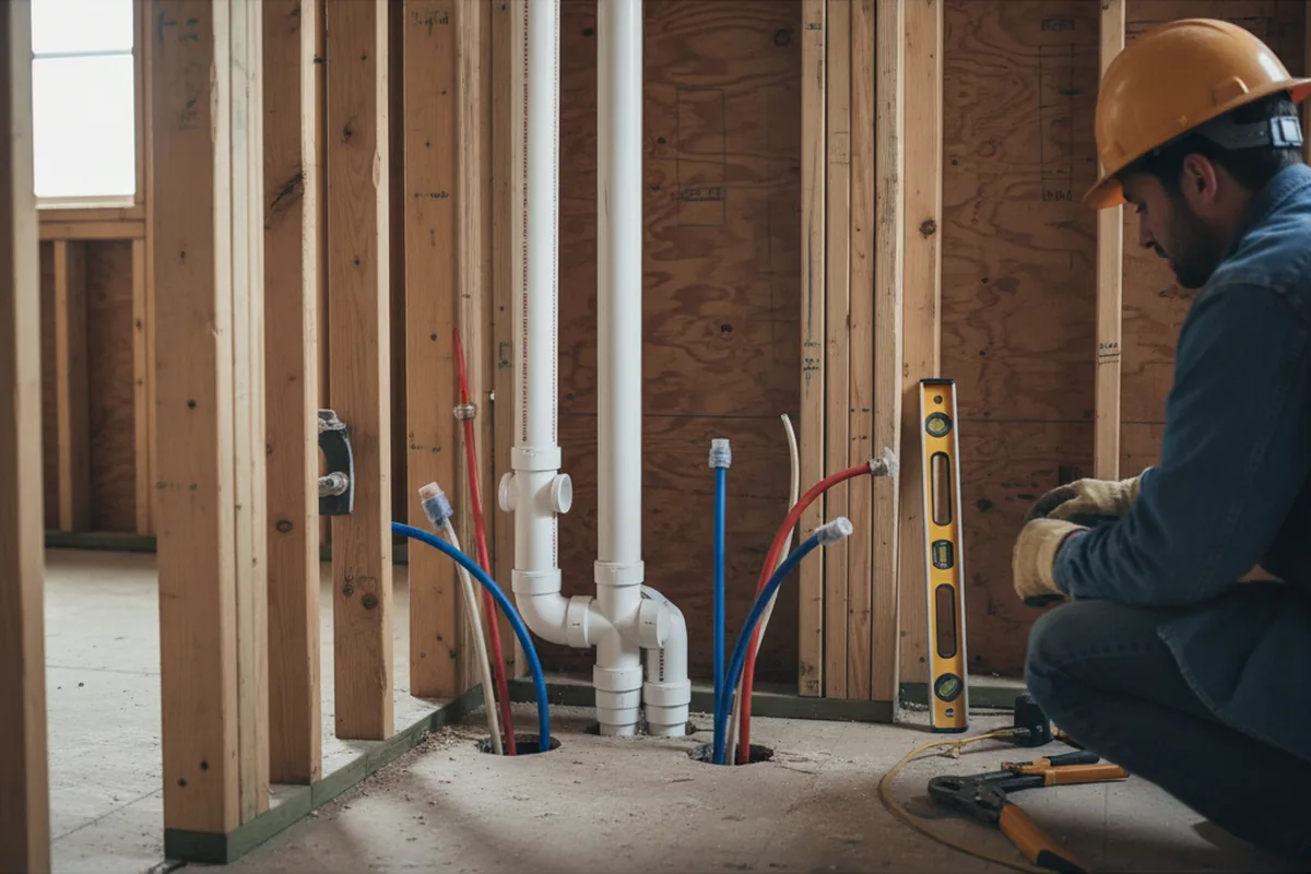 Drain and supply rough-in during Toilet Repair and Installation in Industry