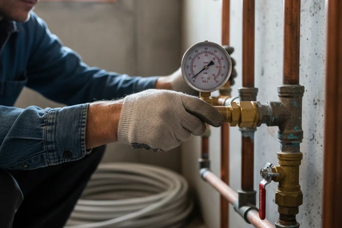 Pressure testing a repaired line during Water Line Repair in Industry
